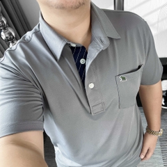 Áo Polo Big size Classy có Túi màu Xám