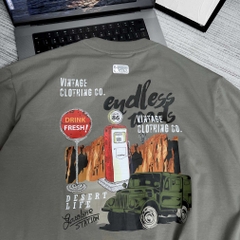 Áo thun Gasi Xám xi măng Xe và núi