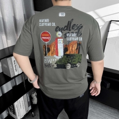 Áo thun Gasi Xám xi măng Xe và núi