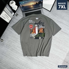 Áo thun Gasi Xám xi măng Xe và núi