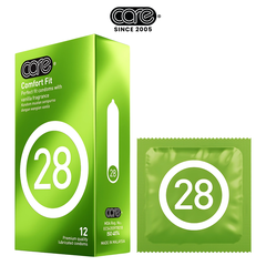 Bao cao su CARE 28 trơn mỏng truyền thống - hương vani (hộp 12 bcs)