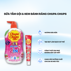 Sữa Tắm Gội Chupa chups Kids 600ml Hương Dâu + Kem đánh răng Chupa Chups