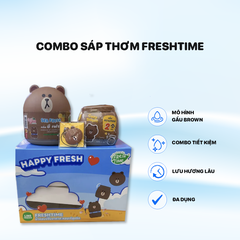 Combo Sáp Thơm Phòng Fresh Time (155g + 200g) - Happy Fresh - Gấu Nâu