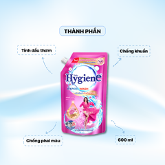 Nước Giặt Hygiene hương nước hoa 600ml - Màu Hồng Lovely Bloom