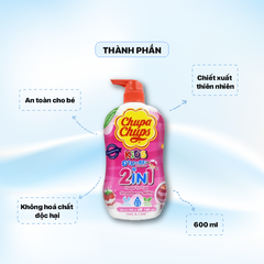 Sữa Tắm Gội Chupa chups Kids 600ml Hương Dâu - Màu Hồng
