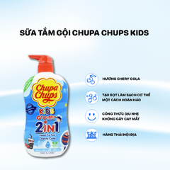 Sữa Tắm Gội Chupa chups Kids 600ml Hương Cherry Cola - Màu Xanh