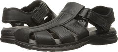 Sandal nam da thật Dr. Scholl's Mens Gaston Leather Casual Fisherman Sandals Black Leather - Giày nam xuất khẩu Âu, Mỹ
