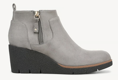 Boot nữ da thật Dr. Scholl's Women's Bianca Wedge Bootie Color Calm Grey Microfiber - Giày nữ xuất khẩu Âu, Mỹ
