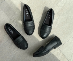 Giày nữ M&S Leather School Loafers Color Black Leather  - Giày nữ xuất Âu, Mỹ