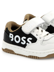 Giày Thể Thao Bé Trai Hugo Boss White Black Camel Velcro Sneaker J52160 – Hàng Xuất Dư Âu Mỹ, Giá Cực Sốc!