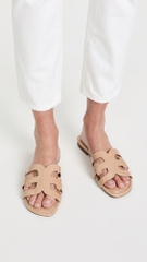 Sandal nữ Sam Edelman Bay Womens Slide Sandals Color Almond Patent Leather Flats Slip On - Giày nữ xuất dư Âu, Mỹ