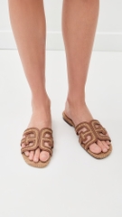 Sandal nữ Sam Edelman Women’s Bay Slip-On Flat Leather Casual Sandals Color Tan Raffia - Giày nữ xuất dư Âu, Mỹ