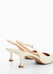 Giày Cao Gót 5cm Màu Trắng Sling Back Heel Shoes M.N.G – Hàng Xuất Dư Chính Hãng, Thanh Lịch Và Dễ Phối Đồ