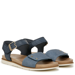 Sandal nữ Dr. Scholl's Womens Nicely Sun Flat Sandal Oxide Blue - Giày xuất dư Mỹ