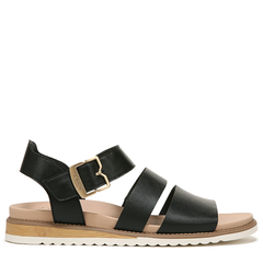 Sandal nữ Dr. Scholl's Shoes Women's Island Glow Strappy Flat Sandal Colour Black Smooth - Giày xuất dư Mỹ