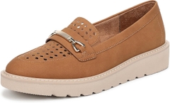 Giày nữ VNXK siêu nhẹ, siêu êm, siêu thoáng Naturalizer Women's Elin Loafer Color Brown Perforated - Giày nữ xuất Mỹ, Âu