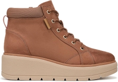 Boot nữ VNXK da bò thật Dr. Scholl's Nice Day Max Alpine Lace-Up Short Boots Color Honey Brown- Hàng xuất Mỹ