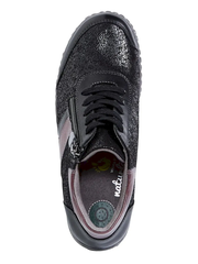 Giày nữ VNXK da thật sneaker Women in leather Naturläufer des gelobten Landes Vamos Schnurschuhe Schwarz – Schnuerschuhe - Giày da xuất dư sang Mỹ, Âu