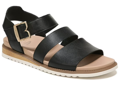 Sandal nữ Dr. Scholl's Shoes Women's Island Glow Strappy Flat Sandal Colour Black Smooth - Giày xuất dư Mỹ