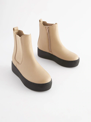 Boot nữ da thật Next Nude Pink Chunky Chelsea Boots - Giày da xuất dư sang Mỹ