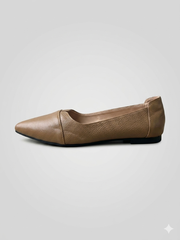 Giày búp bê nữ da bò thật VNXK Womens Flexy Flat Brown Leather màu nâu mềm và êm - Giày nữ xuất Mỹ, Âu
