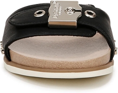 Dép nữ quai ngang Dr Scholl's Women Nice Iconic Flat Slide Sandals Black Faux Leather   - Giày dép xuất dư Mỹ, EU