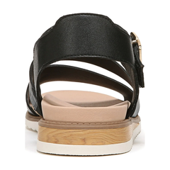 Sandal nữ Dr. Scholl's Shoes Women's Island Glow Strappy Flat Sandal Colour Black Smooth - Giày xuất dư Mỹ