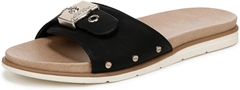 Dép nữ quai ngang Dr Scholl's Women Nice Iconic Flat Slide Sandals Black Faux Leather   - Giày dép xuất dư Mỹ, EU