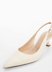 Giày Cao Gót 5cm Màu Trắng Sling Back Heel Shoes M.N.G – Hàng Xuất Dư Chính Hãng, Thanh Lịch Và Dễ Phối Đồ