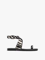 Sandals nữ đế bệt PARFOIS Flat sandals with printed animal leather - Giày da xuất dư sang Mỹ, Âu