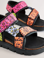 Sandal nữ Next Fluro Leopard Print Chunky Trekker Sandals - Giày da xuất dư sang Mỹ, Âu