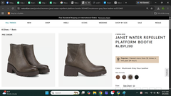 Boot cao cổ nữ da thật Naturalizer Janet Water Repellent Platform Bootie Color Mushroom Grey Leather- Giày nữ xuất khẩu Âu, Mỹ