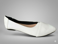 Giày búp bê nữ da bò thật VNXK Womens Flexy Flat White Leather mềm và êm - Giày nữ xuất Mỹ, Âu