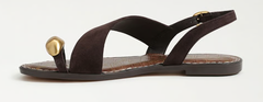 Sandal nữ VNXK Sam Edelman Grace Toe Strap Sandal Color Café Noir Suede - Giày nữ xuất dư Âu, Mỹ