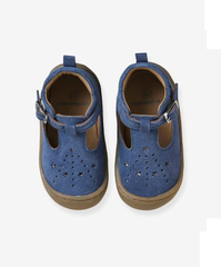 Giày Trẻ Em Vertbaudet Soft Leather Pram Shoes – Denim Blue, Chính Hãng Xuất Dư