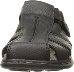 Sandal nam da thật Dr. Scholl's Mens Gaston Leather Casual Fisherman Sandals Black Leather - Giày nam xuất khẩu Âu, Mỹ