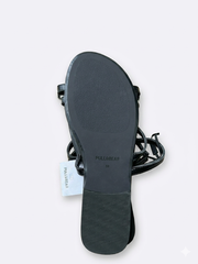 Sandal nữ Pull & Bear Womens Slide Sandals Color Black Leather Flats Slip On - Giày nữ xuất dư Âu, Mỹ