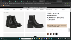 Boot cao cổ nữ da thật Naturalizer Janet Water Repellent Platform Bootie Color Black Embossed Leather- Giày nữ xuất khẩu Âu, Mỹ