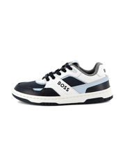 🧒 Giày Trẻ Em BOSS Boys Blue &amp; White Leather &amp; Canvas Trainers – Hàng Hiệu, Giá Cực Sốc Chỉ 360K!