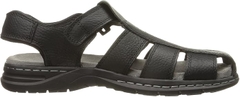 Sandal nam da thật Dr. Scholl's Mens Gaston Leather Casual Fisherman Sandals Black Leather - Giày nam xuất khẩu Âu, Mỹ