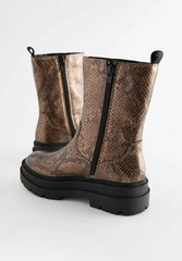 Boot nữ da thật Next REGULAR FIT - CHUNKY CHELSEA  - bronze snake print - Giày da xuất dư sang Mỹ