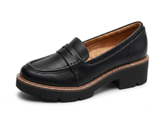 Giày nữ VNXK SOUL Naturalizer Womens Committed Lug Loafer Color Black Faux Leather - Giày nữ xuất Mỹ, Âu