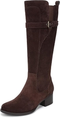 Boot nữ Naturalizer Women's Kenna Wide Calf Western Boot Color Chocolate Bar Brown Suede  - Giày nữ xuất khẩu Âu, Mỹ