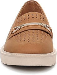 Giày nữ VNXK siêu nhẹ, siêu êm, siêu thoáng Naturalizer Women's Elin Loafer Color Brown Perforated - Giày nữ xuất Mỹ, Âu