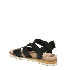 Sandal nữ Dr. Scholl's Shoes Women's Island Glow Strappy Flat Sandal Colour Black Smooth - Giày xuất dư Mỹ