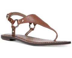 Sandal nữ Sam Edelman Women's Greta Flat Sandal Color Brown Leather  - Giày xuất Mỹ