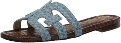 Sandal nữ Sam Edelman Women's Bay Slide Sandal Color Montrose Blue Denim - Giày nữ xuất dư Âu, Mỹ