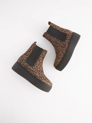 Boot nữ da thật Next Tan Brown Print Chunky Chelsea Boots - Giày da xuất dư sang Mỹ