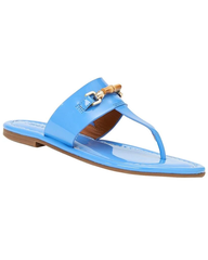 Sandal nữ VNXK  J.McLaughlin Marina Blue Solid Nora Patent Leather Sandals - Giày xuất dư Mỹ