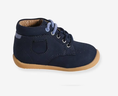 Giày Trẻ Em Vertbaudet Lace-Up Soft Leather Ankle Boots for Babies – Navy Blue | Hàng Xuất Dư Âu, Mỹ
